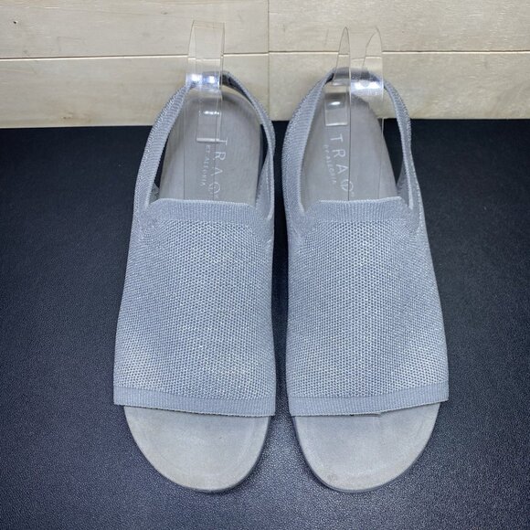 Traq Alegria Barett Knit Slip-On Grey Silver Women's Size 9 Shoes EU39 Slingback - Picture 7 of 11